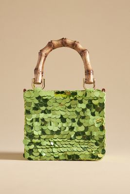 Shop By Anthropologie Crochet Paillette Box Bag In Green