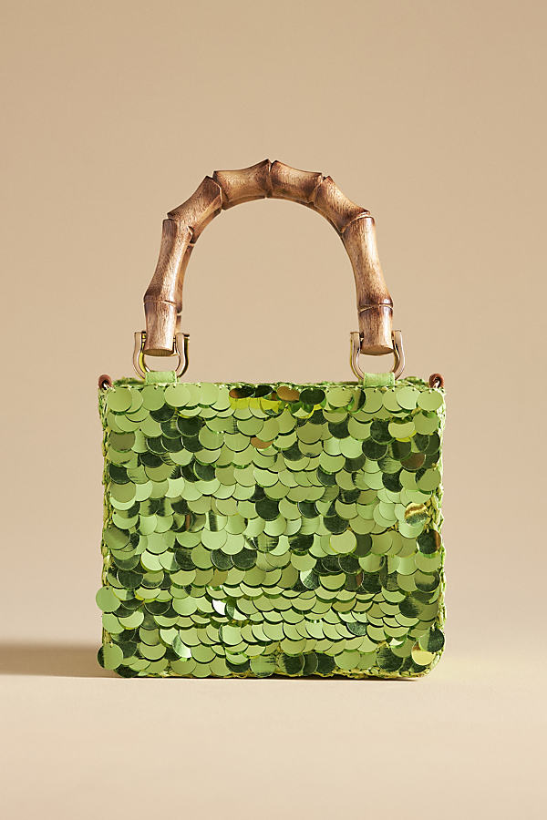 By Anthropologie Crochet Paillette Box Bag In Green