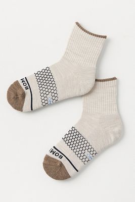 Shop Bombas Merino Wool Blend Quarter Socks In Beige