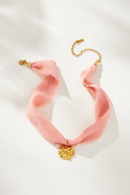 Shop Casa Clara Rebecca Fabric Choker Necklace In Pink
