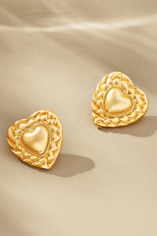 Shop Casa Clara Molly Heart Earrings In Gold