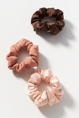 Shop Kitsch Puffy Scrunchies, Set Of 3 In Pink