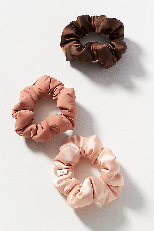 Shop Kitsch Puffy Scrunchies, Set Of 3 In Pink