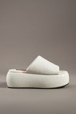 Simon Miller Woven Platform Slide Sandals In White