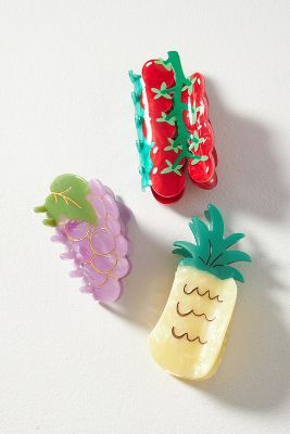 By Anthropologie Garden Party Hair Claw Clips, Set Of 3 In Multicolor