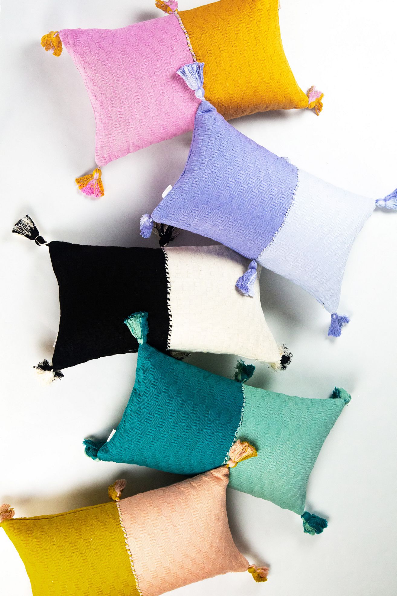 Archive New York Colorblocked Antigua Pillow - Peach & Ochre, 20" x 20"