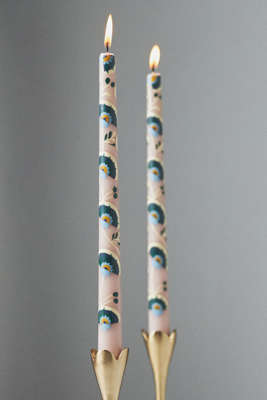 Anthropologie Alexandria Taper Candles, Set Of 2 In White