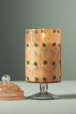 Shop By Anthropologie Aurora Floral Rose & Oud Etched Glass Candle In Pink