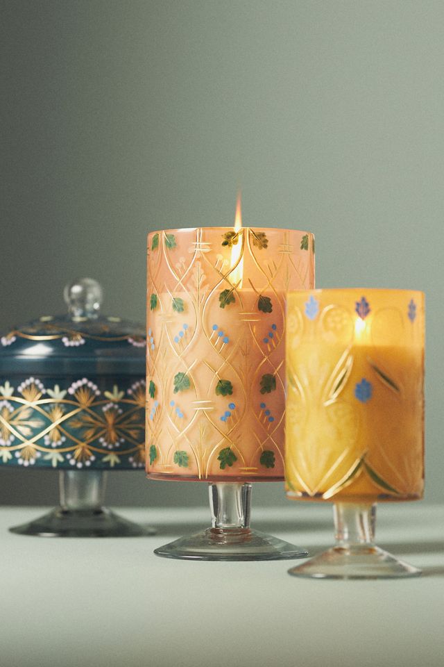 Aurora Floral Rose & Oud Etched Glass Candle #1
