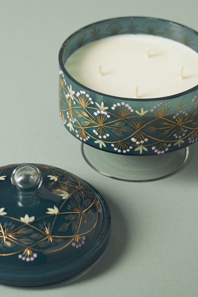 Aurora Fruity Blackberry Cedar Etched Glass Candle #2