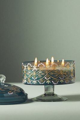 Aurora Fruity Blackberry Cedar Etched Glass Candle