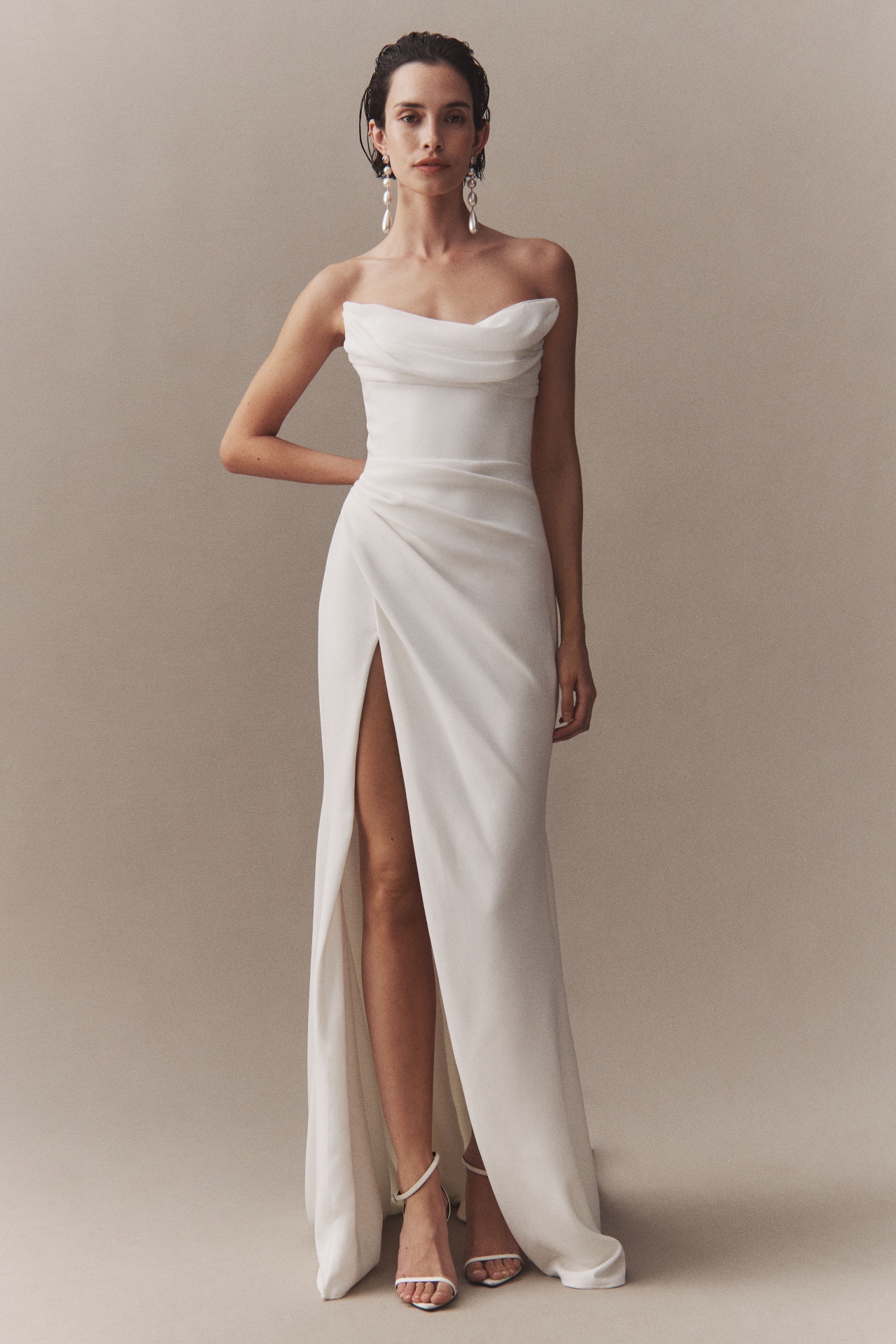 Besa Riley Strapless Draped Wedding Gown