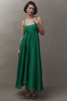 Shop Azeeza Rachel Sleeveless Silk Midi Dress In Green