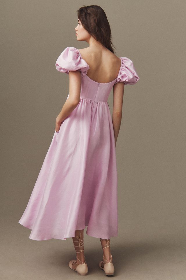 Azeeza Rory Silk Puff-Sleeve Maxi Dress | Anthropologie