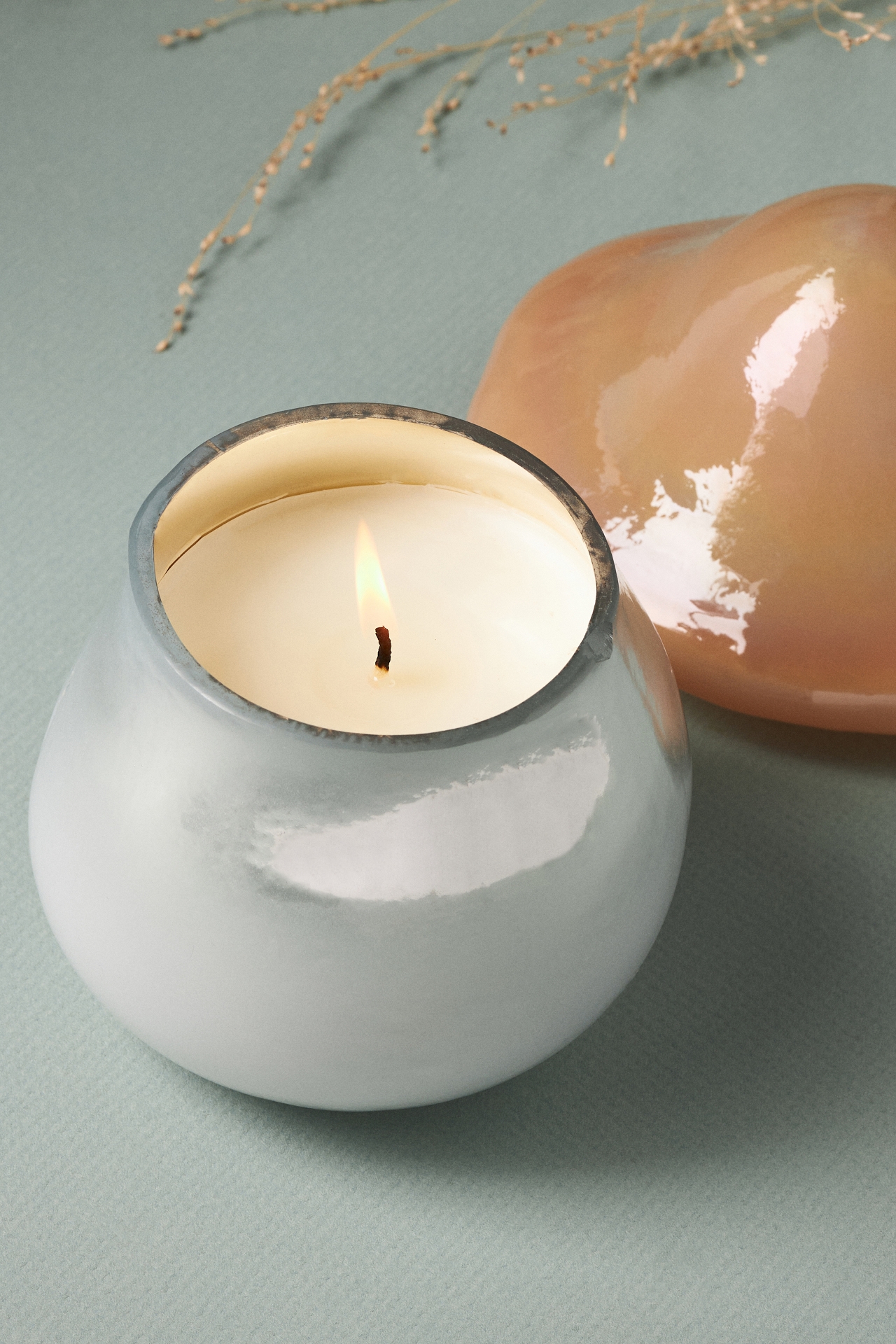 Mushroom White Birch & Pumpkin Glass Candle