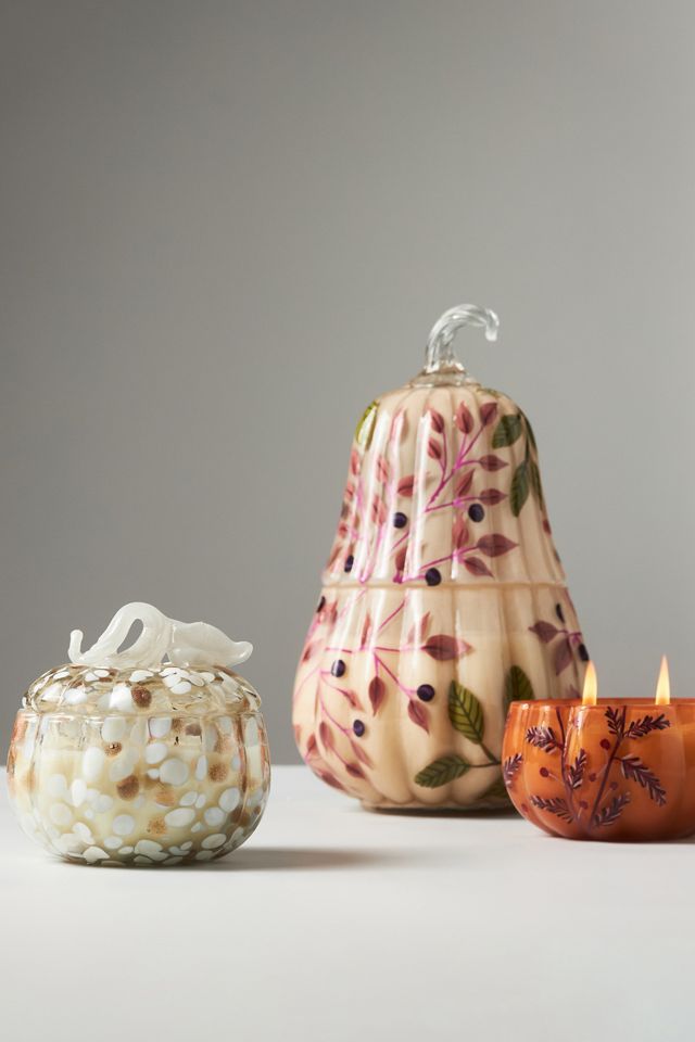 Cheena White Birch & Pumpkin Glass Pumpkin Candle #1