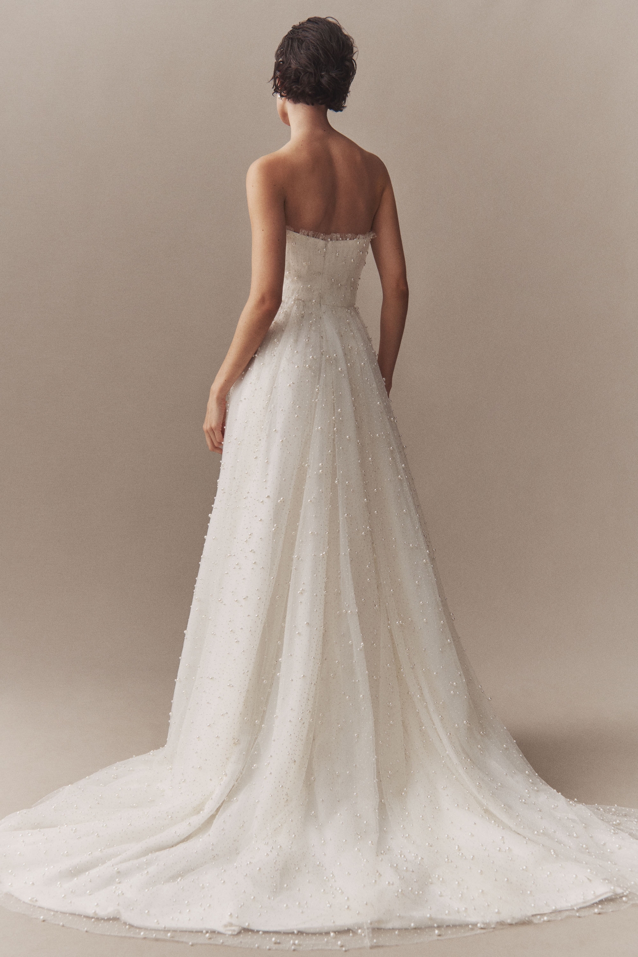 Theia Pacifica Strapless Plunging Embellished Ball-Skirt Wedding Gown