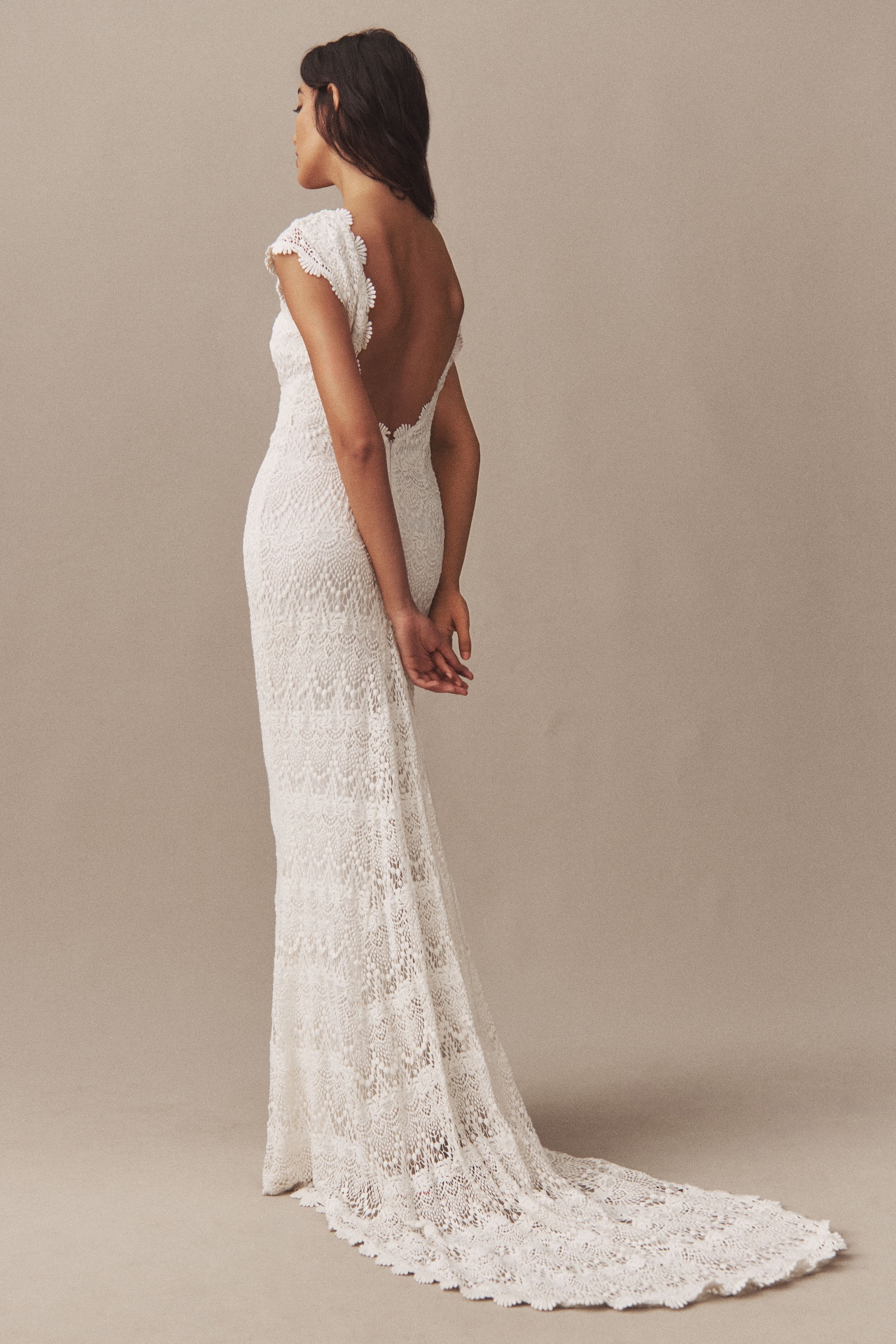 Daughters of Simone Lilah Cap-Sleeve Crochet Lace Wedding Gown