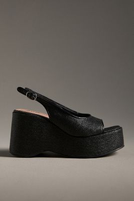 Shop Maeve Raffia Slingback Heels In Black