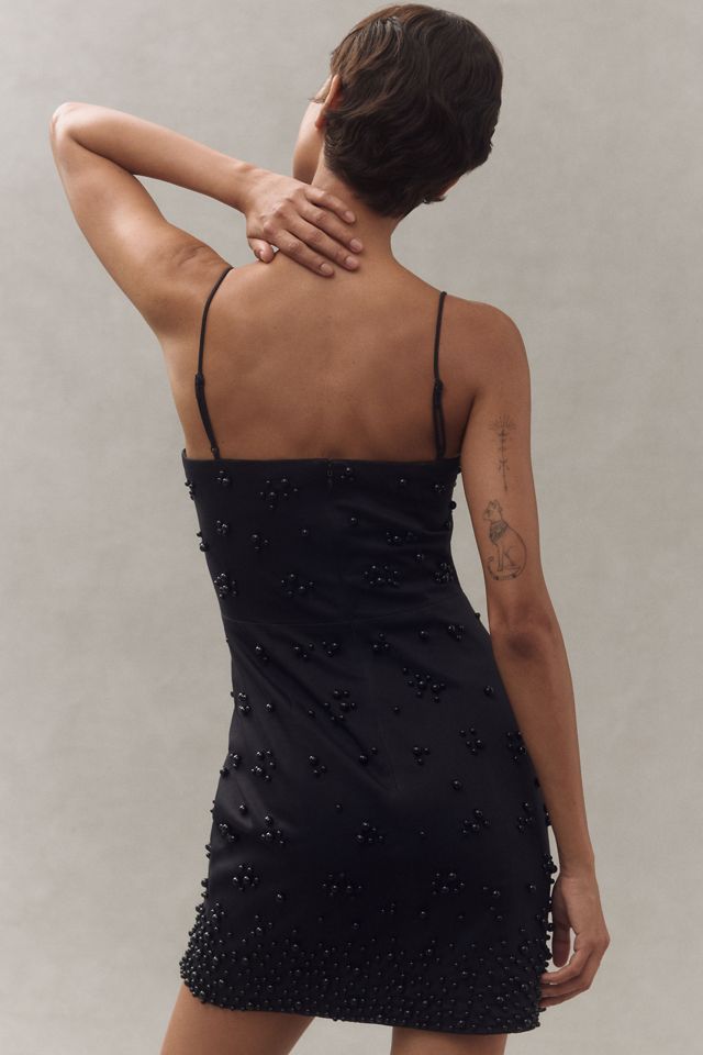 BHLDN Emerson Straight-Neck Pearl-Embellished Mini Dress #1