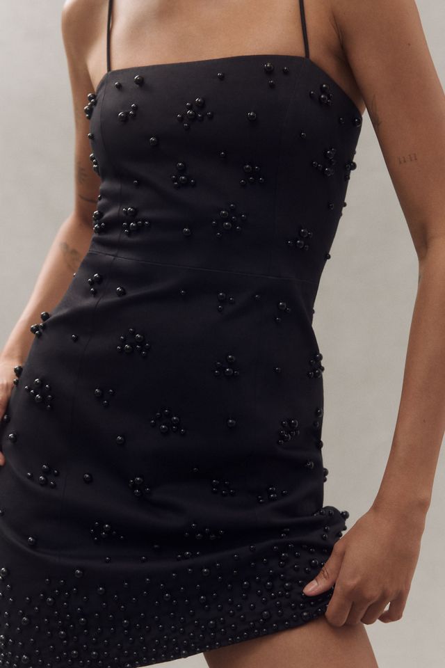 BHLDN Emerson Straight-Neck Pearl-Embellished Mini Dress #2