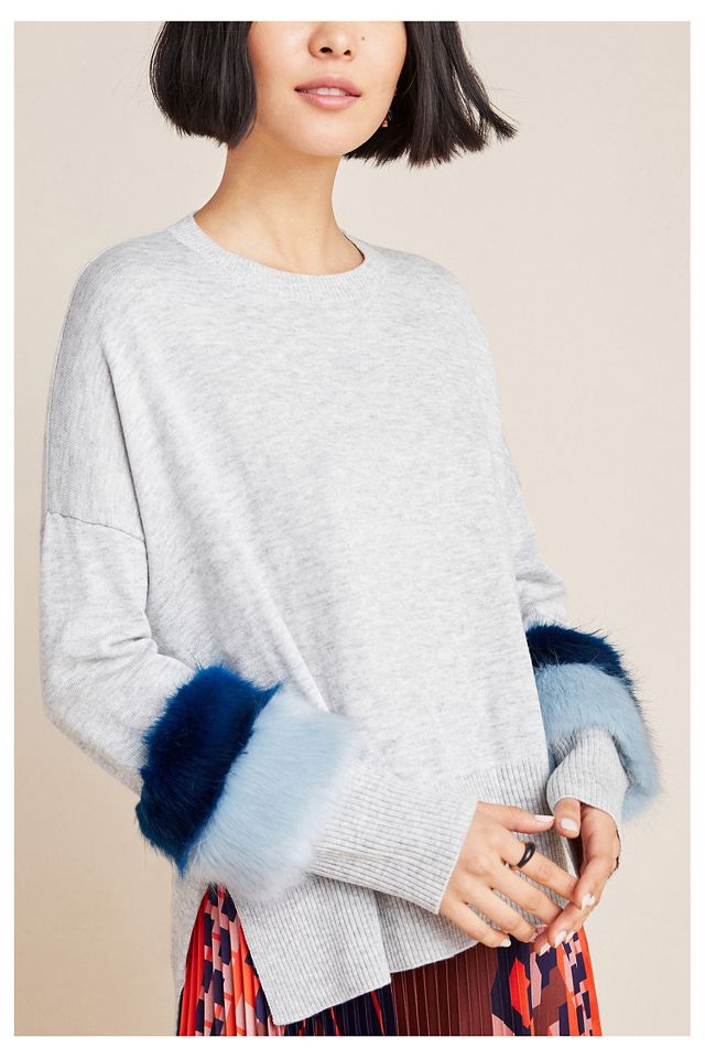 Faux fur cuff on sale sweater