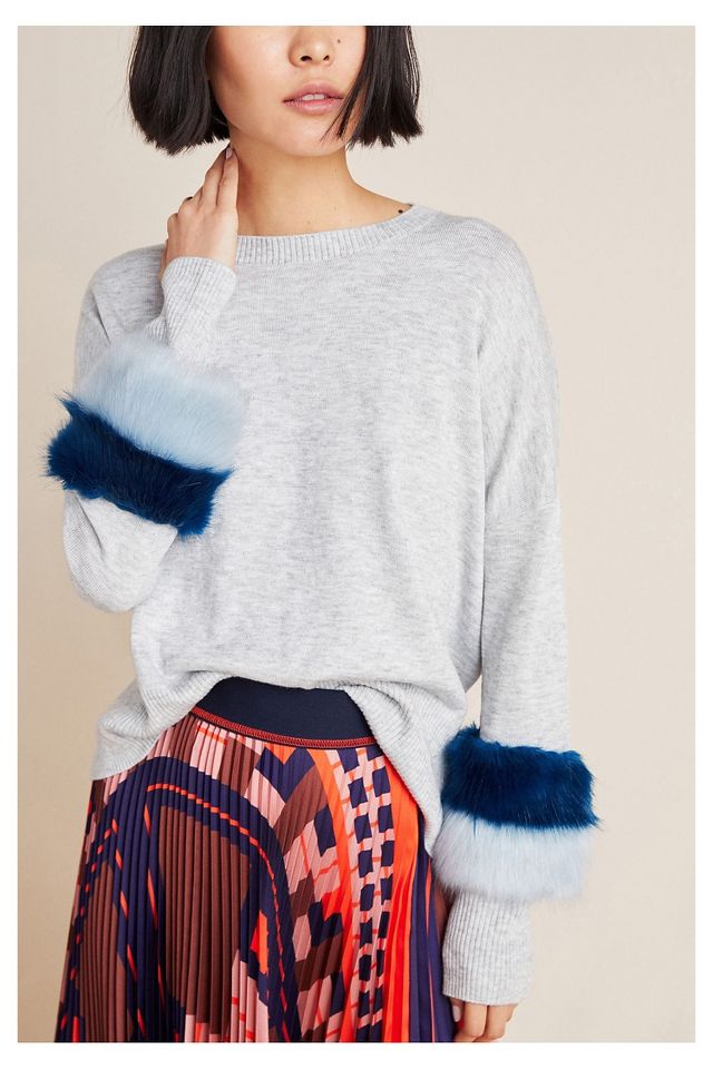 Faux fur hot sale cuff sweater