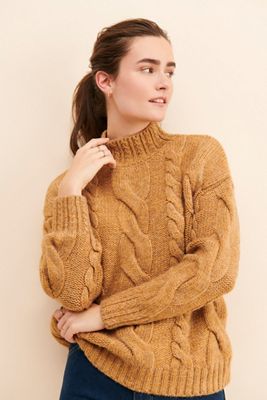 Turtleneck Cable-Knit Sweater