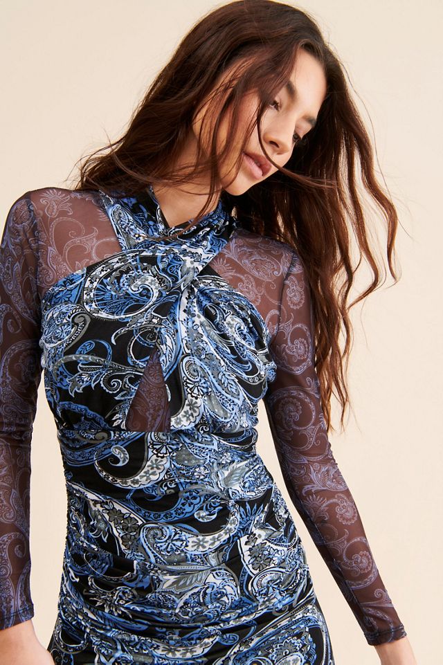 Mesh Halter Mock-Neck Dress #2