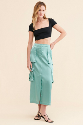 Sunday in Brooklyn Silky Utility Midi Skirt | Anthropologie