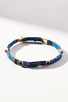 By Anthropologie Beaded Chicklet Bracelet In Blue