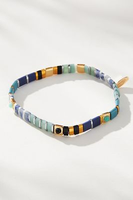 By Anthropologie Beaded Chicklet Bracelet In Blue