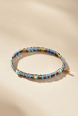 By Anthropologie Beaded Chicklet Bracelet In Blue