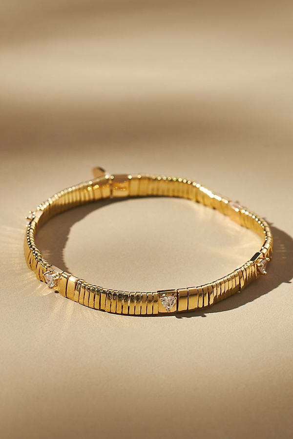 Gold-Plated Beaded Chicklet Bracelet