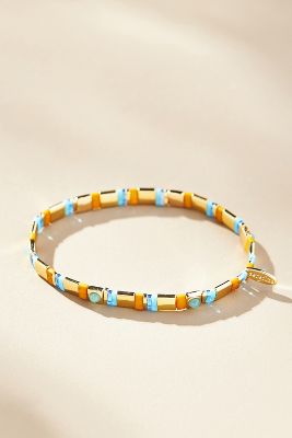 By Anthropologie Beaded Chicklet Bracelet In Yellow