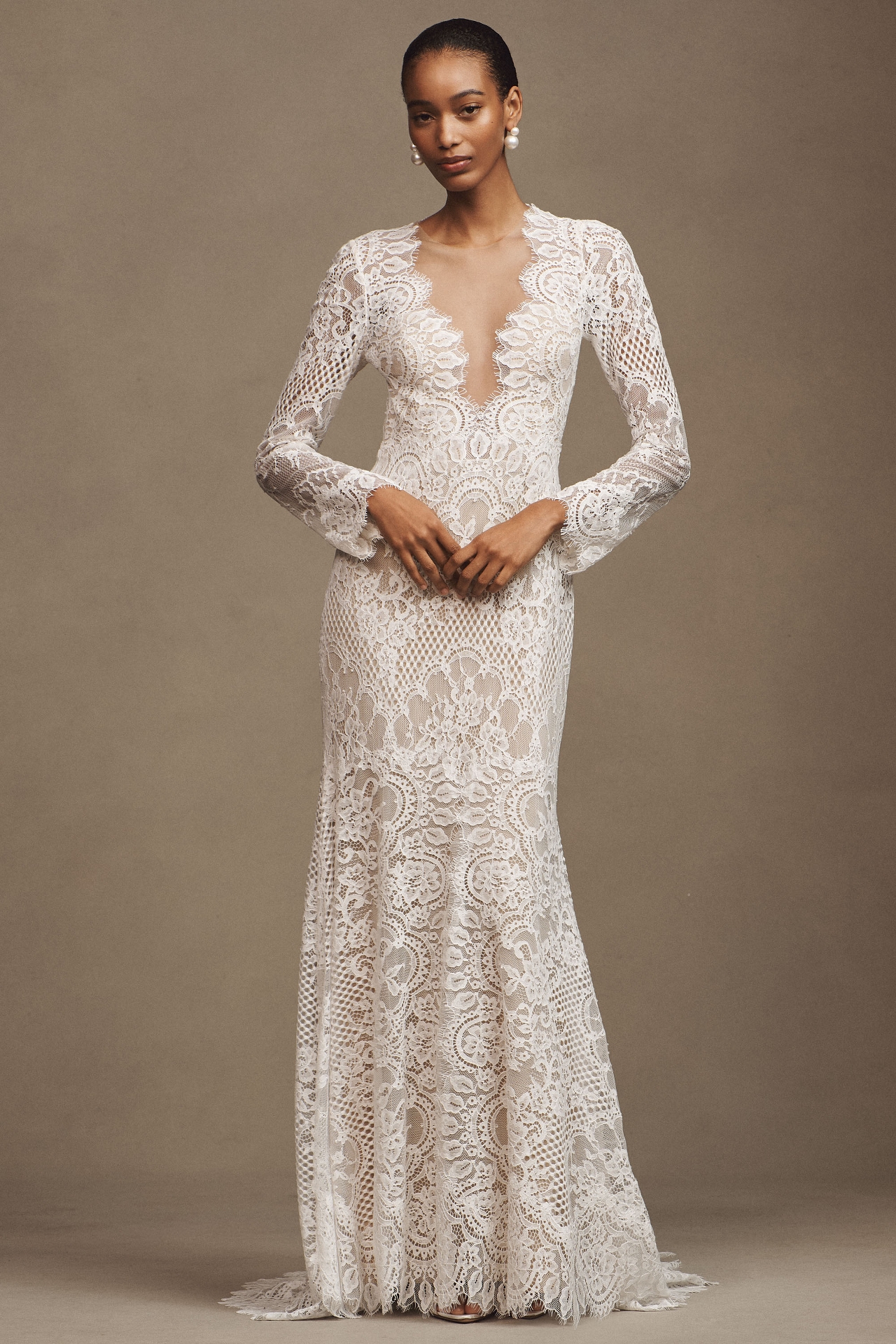 Wtoo by Watters Sienna Long-Sleeve High-Neck Wedding Gown