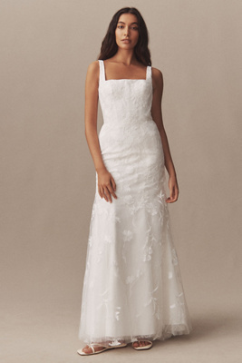 Wtoo By Watters Henrietta Sleeveless Square-neck Wedding Gown In White