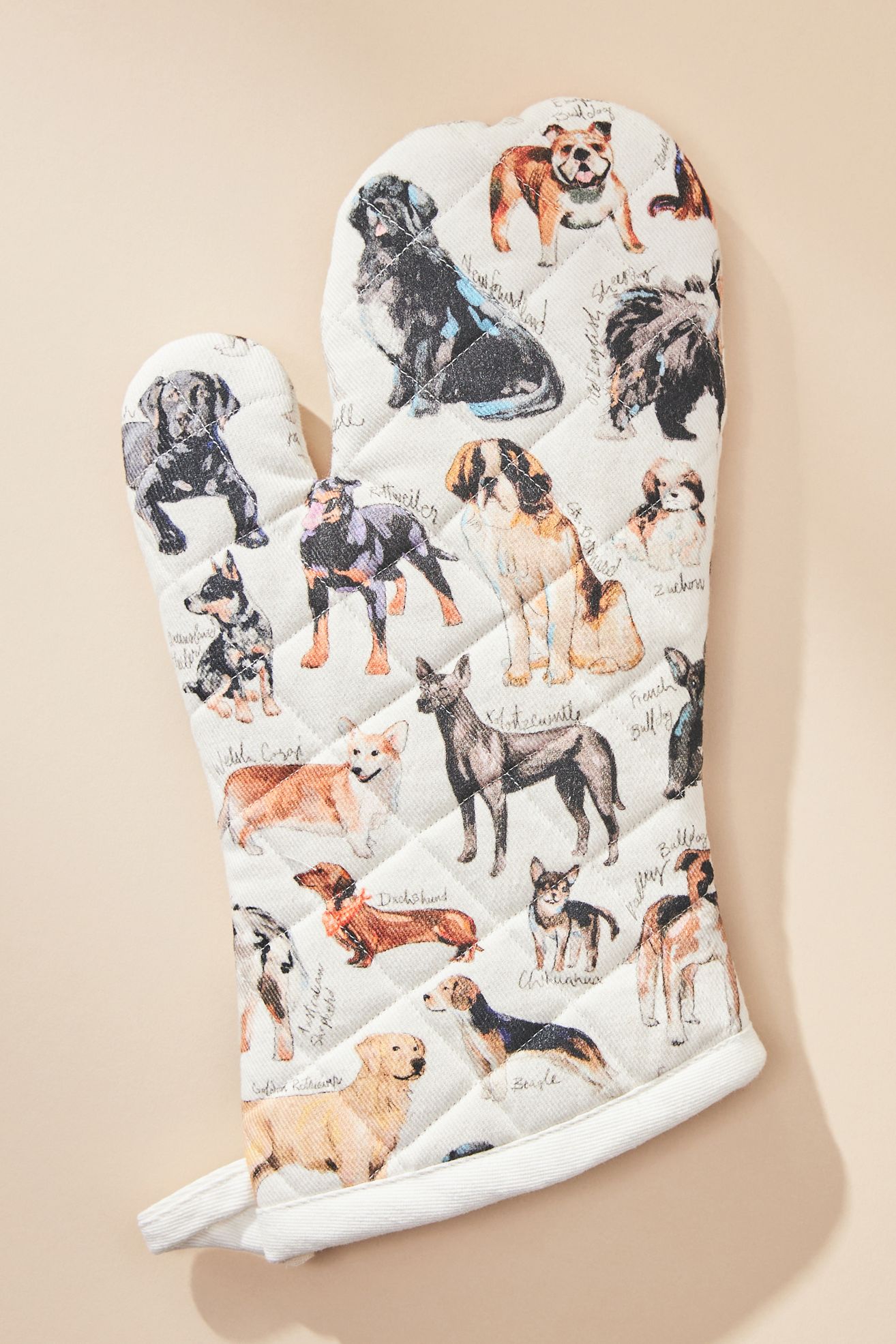 Dog Breeds A-Z Oven Mitt - Cream, One Size