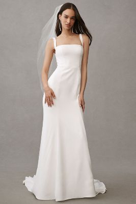 Shop Jenny By Jenny Yoo Hayden Sleeveless Column Crepe Wedding Gown In White