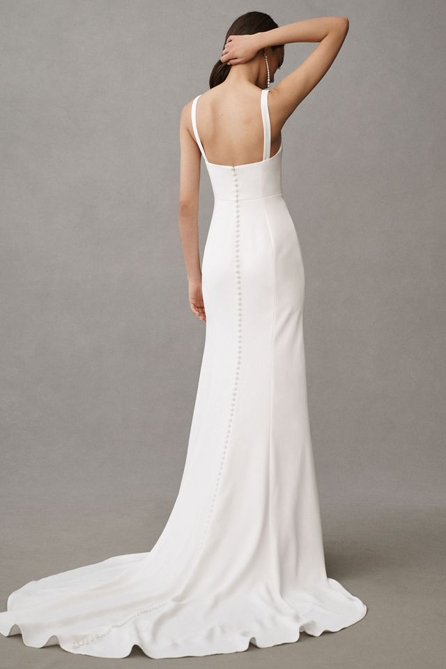 Jenny by Jenny Yoo Hayden Sleeveless Column Crepe Wedding Gown
