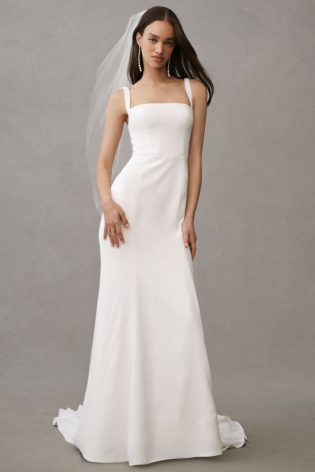 Jenny by Jenny Yoo Hayden Sleeveless Column Crepe Wedding Gown Anthropologie