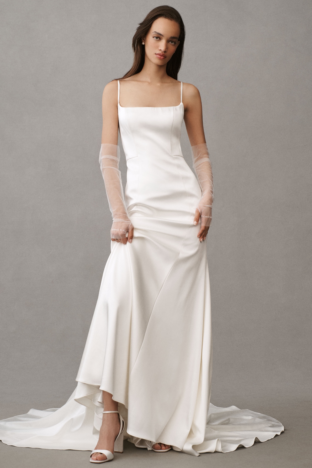 Jenny by Yoo Ronnie Fit & Flare Stretch Satin Wedding Gown