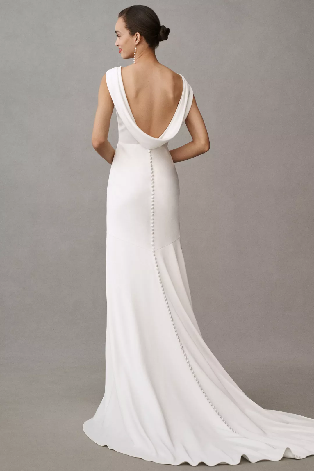 Jenny by Jenny Yoo Nessa High Neck Draped Open Back Satin Wedding Gown