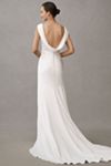 Jenny by Jenny Yoo Nessa High-Neck Draped Open-Back Satin Wedding Gown