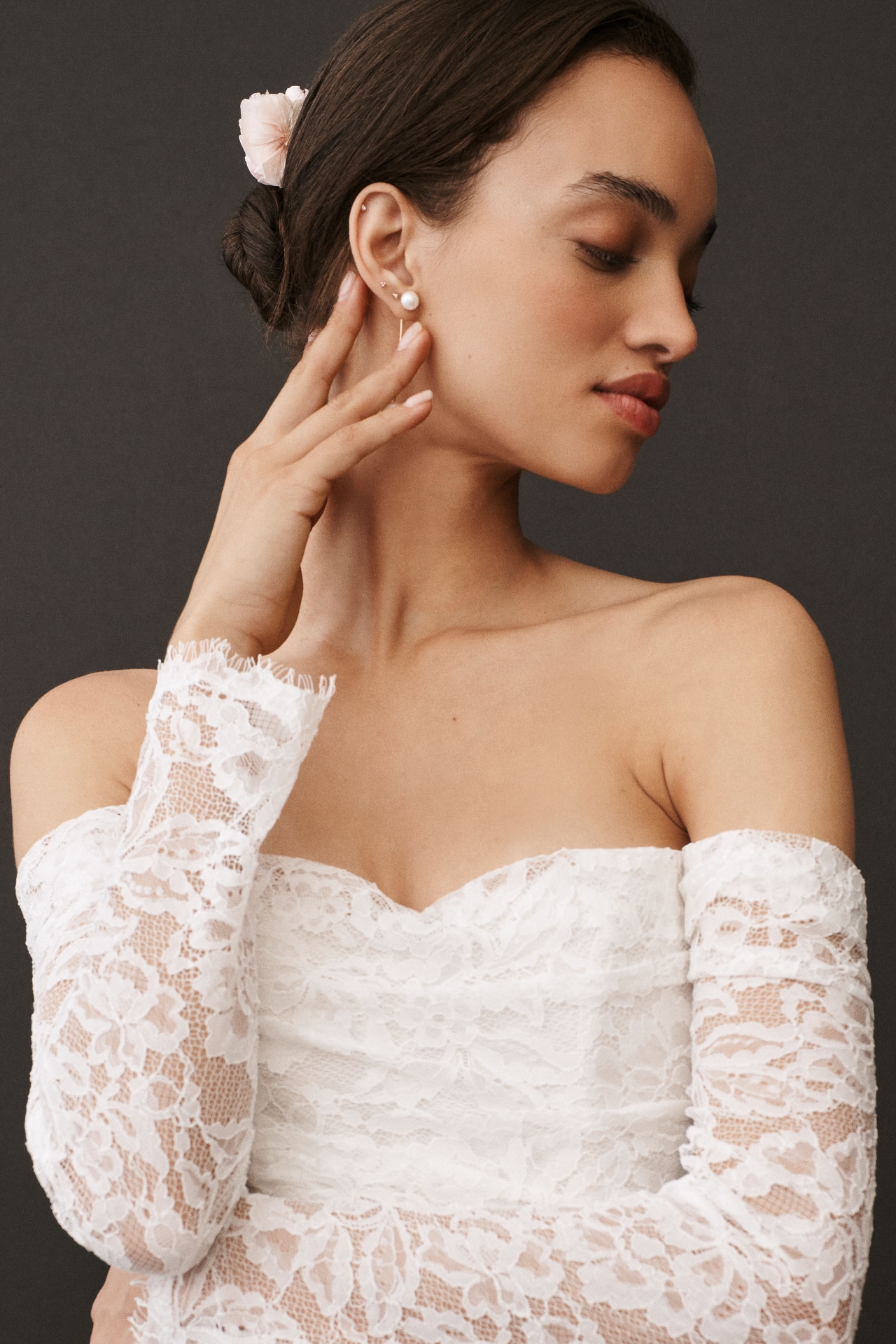 Jenny by Yoo Dove Long-Sleeve Off-The-Shoulder Lace Wedding Gown