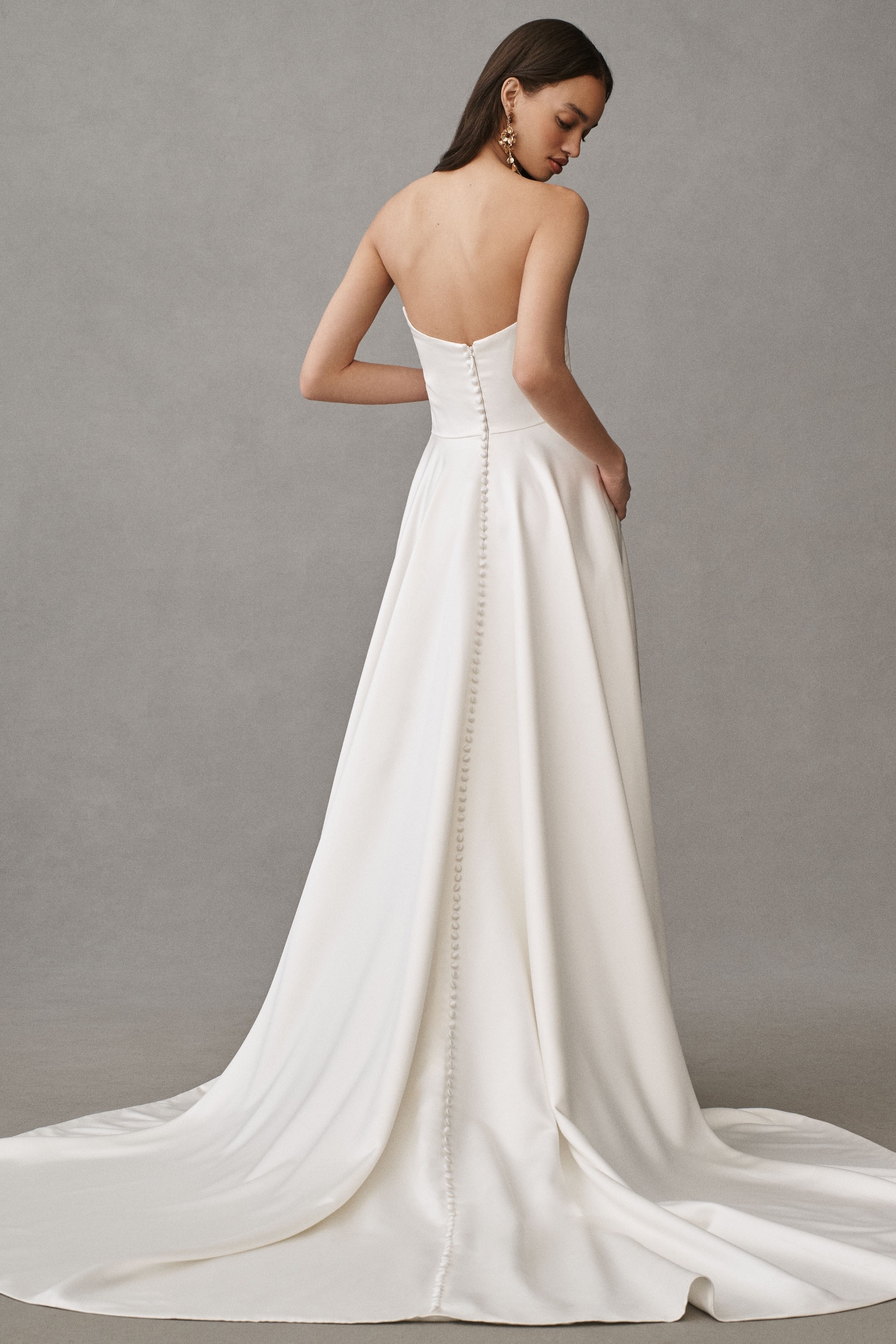 Jenny Yoo Kennedy Off-The-Shoulder A-Line Satin Wedding Gown