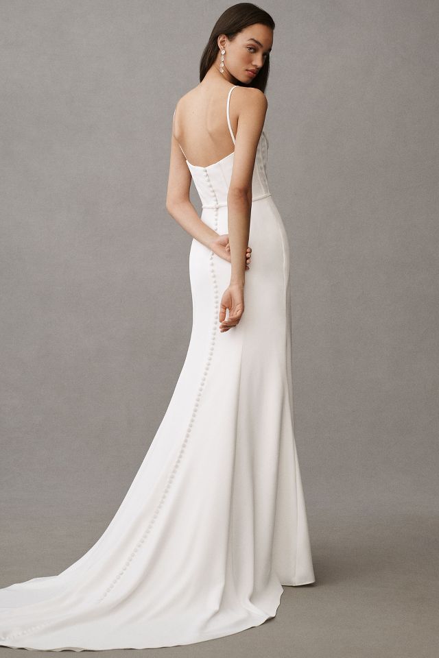 Jenny by Jenny Yoo Libby Off-The-Shoulder Draped Crepe Wedding Gown ...