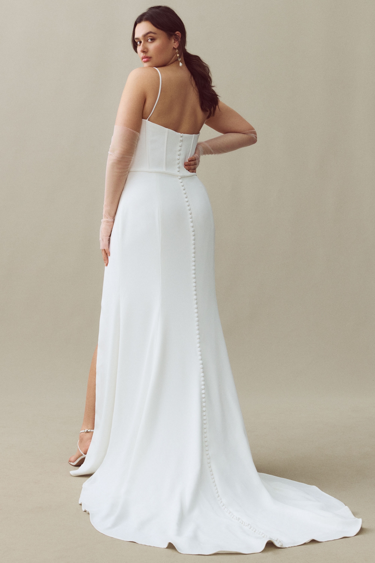 Jenny by Yoo Libby Sleeveless Draped Crepe Wedding Gown