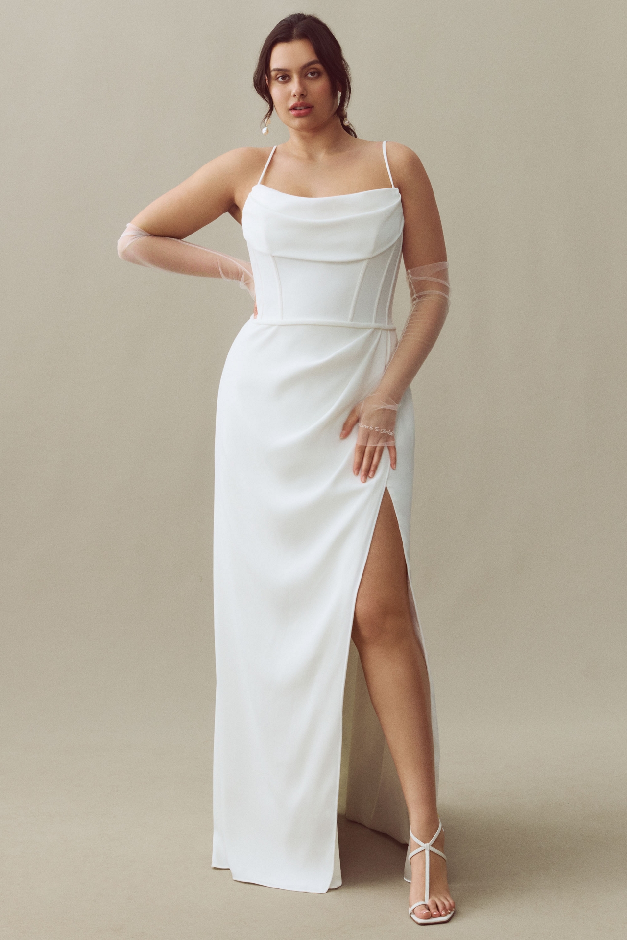 Jenny by Yoo Libby Off-The-Shoulder Draped Crepe Wedding Gown