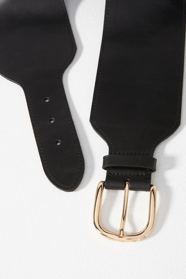 Anthropologie Tabitha Corset Belt in Black Leather Anthropologie Tabitha Tall Leather Corset Belt Black 3X Plus  main image 2